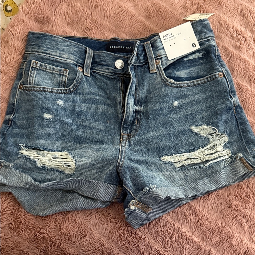 Aeropostale Distressed Blue Jean Shorts
